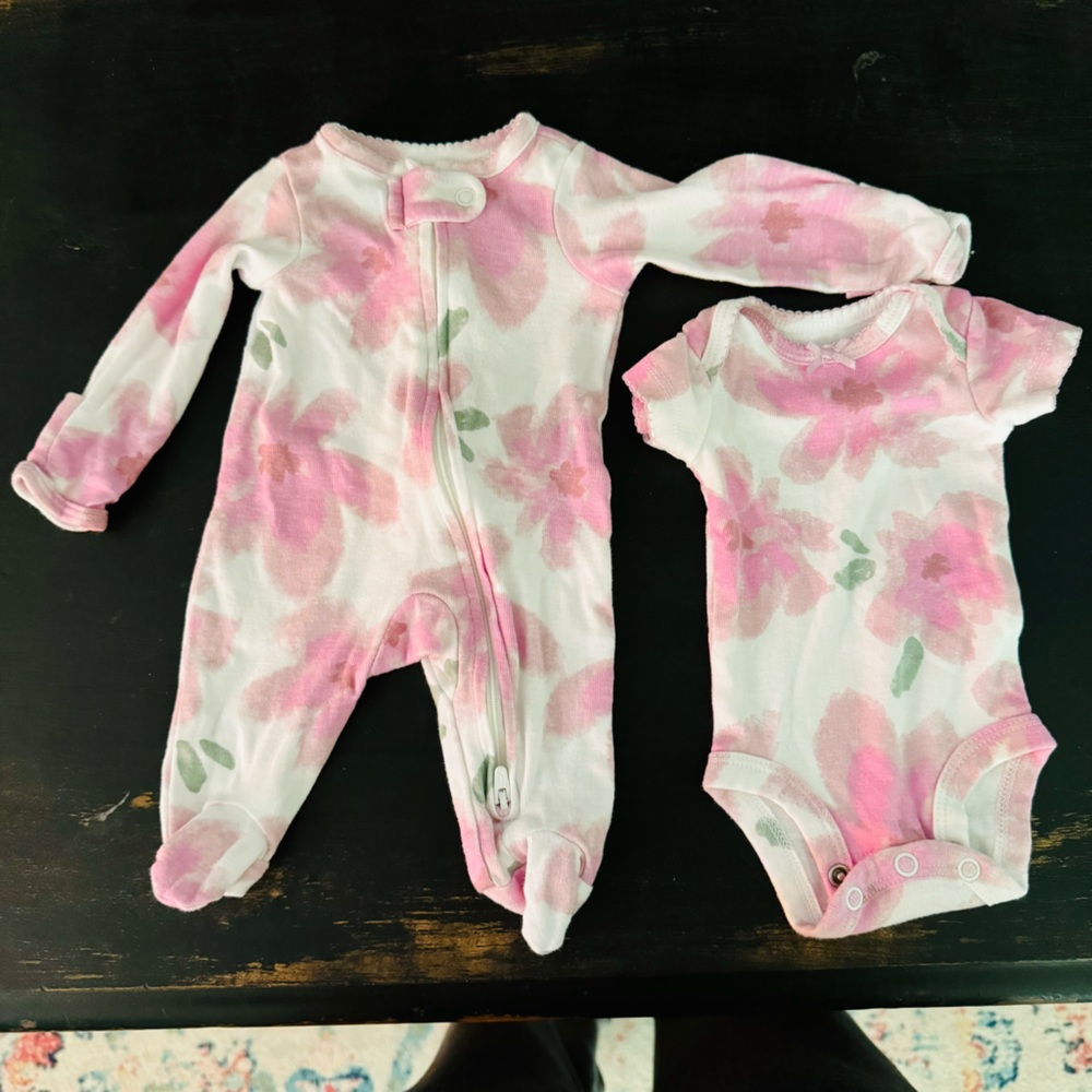 Matching Premie Sleeper and Onesie